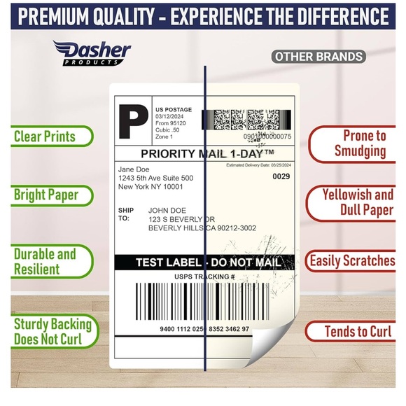 NWT (4) Rolls 4 x 6 Labels Dasher Products Dymo 4XL Compatible - Picture 6 of 8